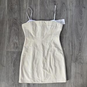 Zara Cream Sheath Dress with Spaghetti Straps for Cocktail Medium M Mini Cargo